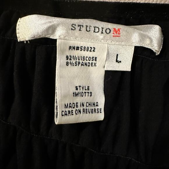 Studio M - Smocked Babydoll Tunic Blouse Black - Extra Large - Picture 6 of 9